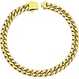 ChainsHouse Stainless Steel Cuban Link Bracelet for Men, 5mm/7mm/9mm/12mm Width, 7.5"/8.3"/9" Length, Black/18K Gold Plated Chain Wrist Bracelets for Men, with Gift Box