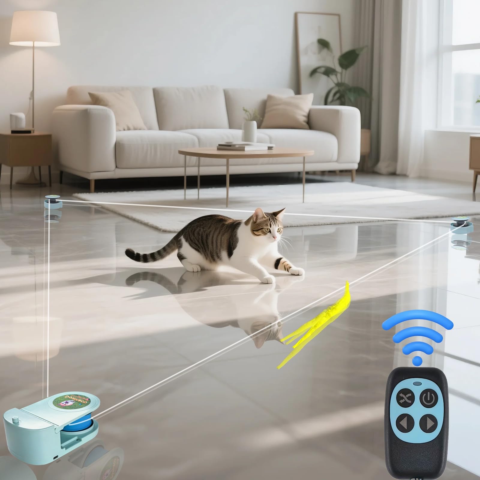Photo 1 of Dowkaco Wireless Remote Control Interactive Cat Toy for Indoor Cats, Self-Moving Worm Plush Mouse Chase Toy, Automatic Prey Simulation with Adjustable Speed, Durable & Rechargeable Kitten Exercise Toy