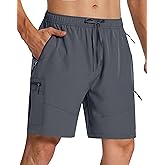 SERAMY Mens Hiking Cargo Shorts 7" Quick Dry Lightweight Stretch Drawstring Shorts with Zipper Pockets for Hiking Golf Casual
