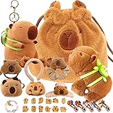 Mangpung Capybara Plush Gifts Set, Include Keychain,Slap Bracelet,Bag,Hair clip/tie/Pins,Brooches Pins,Coin Purse