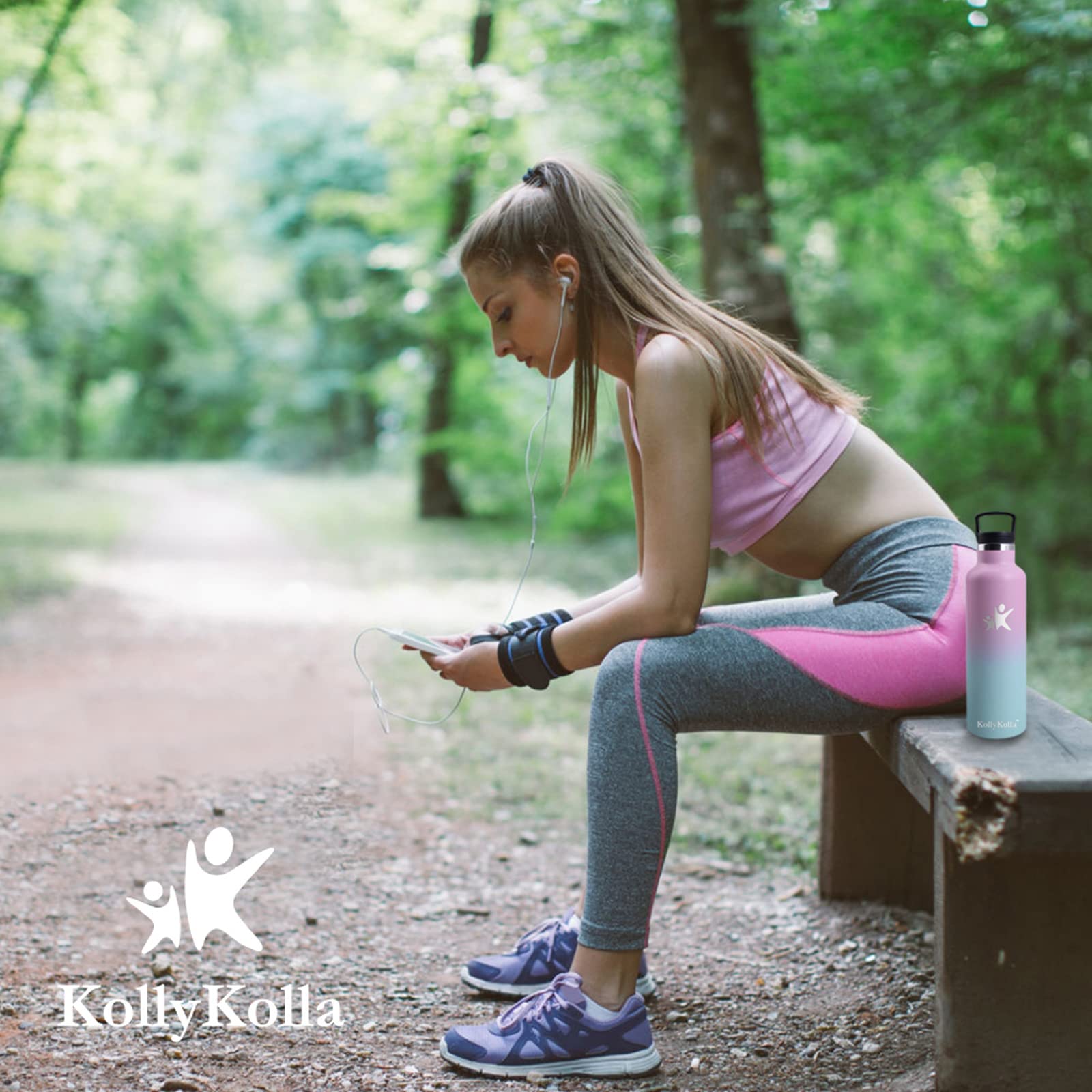 KollyKolla Trinkflasche Edelstahl 1L, Vakuum Thermosflasche, Wasserflasche mit Strohhalm, Auslaufsicher, BPA-Frei Trinkflasche Kohlensäure Geeignet für Erwachsene, Uni, Gym, Sport, Fahrrad, Camping 7