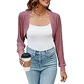 Imily Bela Women's Summer Cropped Cardigan Casual Long Sleeve Knit Sweaters Open Front Bolero Shrugs for Dresses