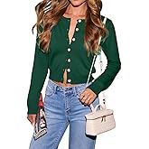 Ezbelle Women's Crop Sweater Long Sleeve Tops Shrugs Flowy Cardigan Sweaters Knit Button Ruffle Shirt Fall Fashion
