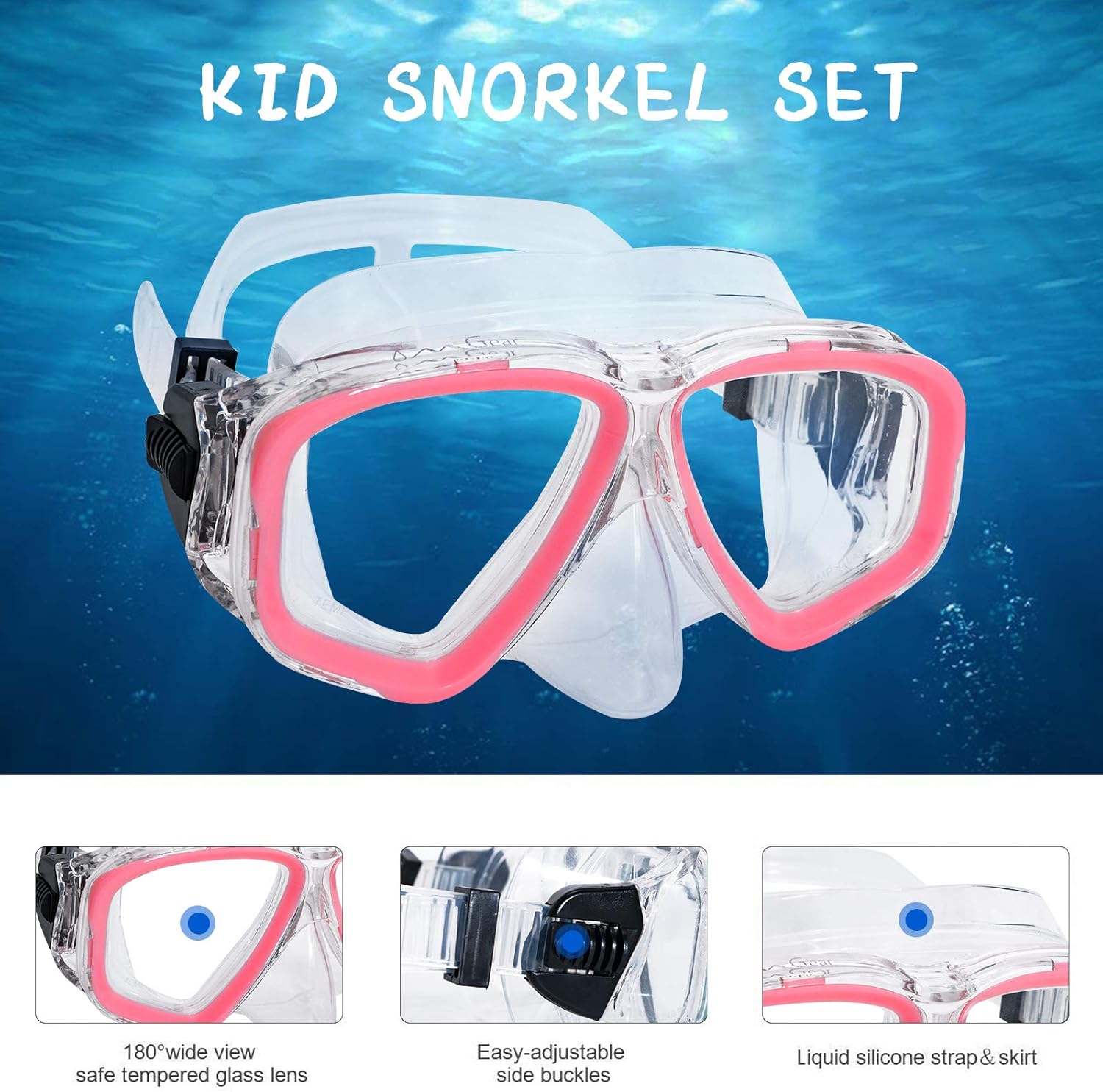 OMGear Diving Goggles and Snorkel Set for Kids Junior Youth Children Swim Mask Snorkel Combo Child Scuba Dive Mask Snorkeling Equipment(Pink) : Sports & Outdoors
