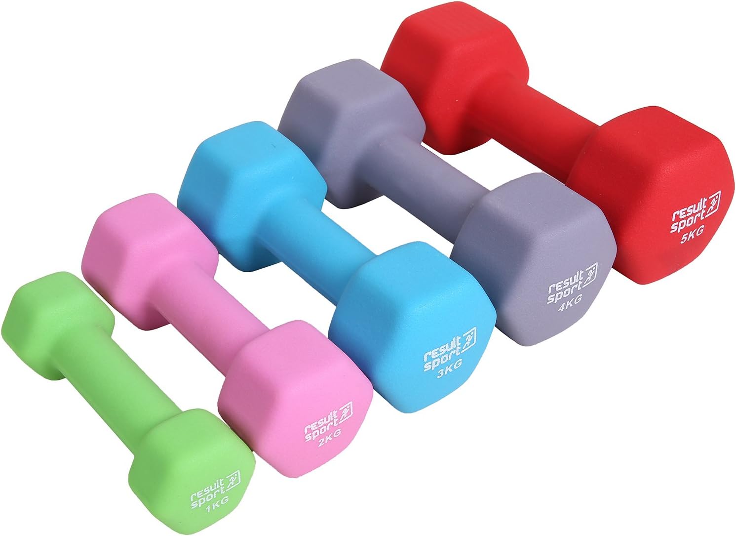 ResultSport® Neoprene Dumbbells (Boxed in Pair) (Choose of 1KG, 2KG, 3KG, 4KG, 5KG) for Home Gym Exercise, Fitness and Weights for Women and Men Anti-Rolled dumbells