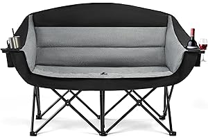 apollo walker Oversized Double Camping Chair for 2 Person - Extra Wide & Heavy Duty 600lbs Camp Couch with Dual Cup Holder & Carry Bag, Camping Loveseat for Outdoor, Lawn, Beach, Park