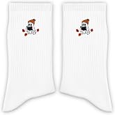 IDUXIY Halloween Embroidered Ghost Novelty Crew Socks | Festive ghost novelty crew socks with playful spooky designs for adults and teens.