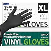Supmedic Vinyl Disposable Exam Gloves, Black 4Mil Powder-Free Latex-Free Medical Food Safe Cooking Cleaning Glove 100 &1000Ct