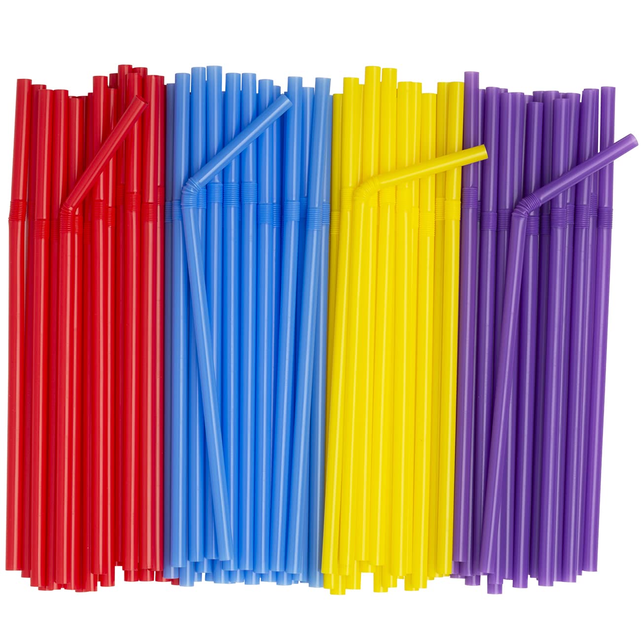 Photo 1 of ****FABRIC SEALED**** Comfy Package [500 Count] Flexible Plastic Drinking Straws - Disposable Swizzle Sticks - 7.75" High - Assorted Colors