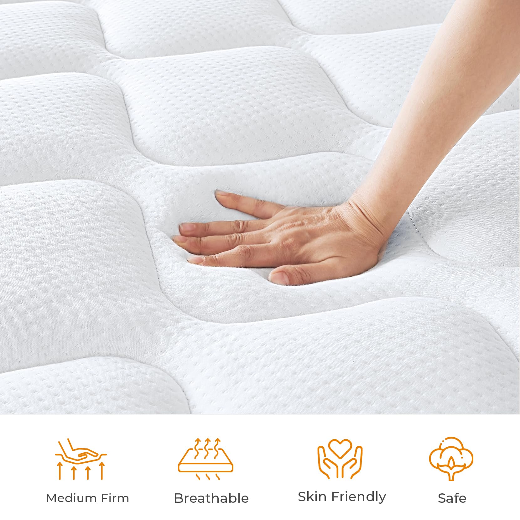koorlian Queen Mattress 10 Inch, Hybrid Queen Bed Mattress with Individual Pocket Springs and Pressure-Relieving Memory Foam, Breathable, Medium Firm Mattress in a Box Queen Size 80