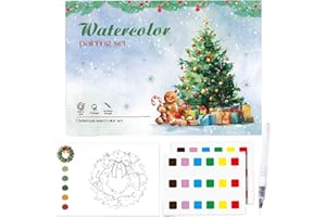 Beginner Watercolor Workbook - Festive Watercolor Art Pages Smooth Easy Brush Use, Creative Christmas Practice Book | Practic