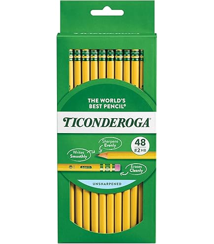 Amazon.com: TICONDEROGA 木盒鉛筆,不銳化,2 HB 柔軟,黃色,48 入,240