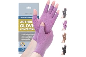 DRNAIETY Arthritis Compression Gloves- for Men & Women Hand Pain, Anti-Slip Fingerless Gloves for Typing Daily Work (S, Purple)
