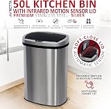 NETTA 50L Sensor Bin Kitchen Automatic Motion Infrared Lid Non-Skid Base Silver view 2