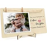 Dad Fathers Day Picture Frame from Daughter Best Dad Christmas Gifts Wooden 4x6 Photo Frame Keepsake Cool Valentines Day Gift Idea Unique Birthday Gifts for Daddy Father Stepdad Desk Table Decor