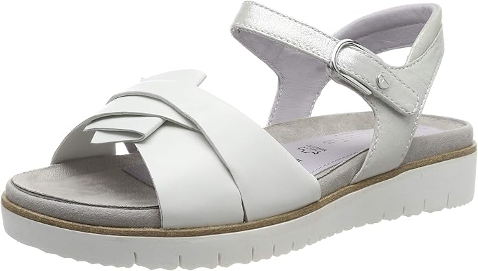 Amazon.com | Tamaris Women's 1-1-28327-22 Ankle Strap Sandals, White (White 100), 7.5 UK (41 EU 