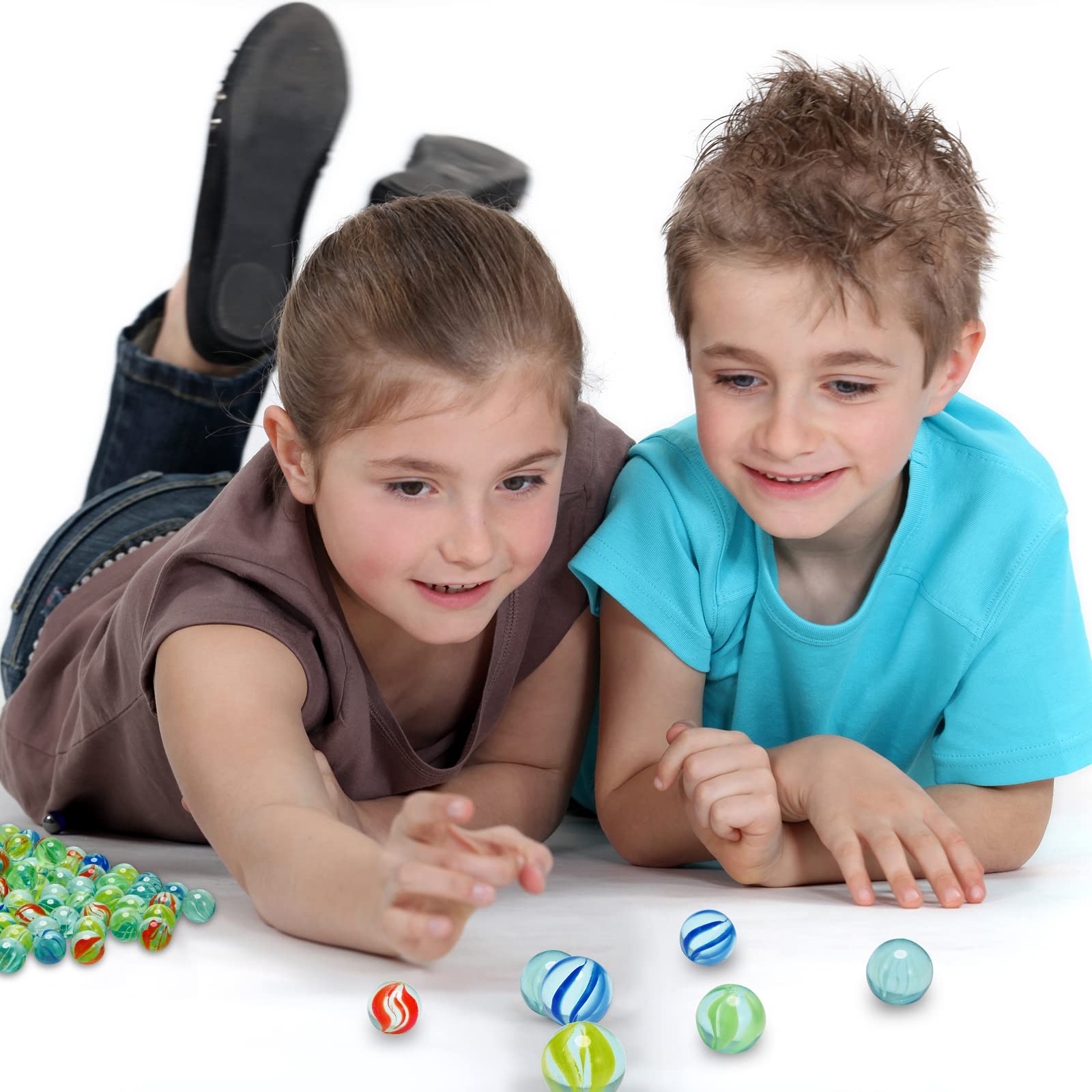 Zhanmai 500 Pieces Color Mixing Glass Marbles 0.56 Inch Cat Eyes Marbles Bulk Solid Glass Colorful Round DIY Craft for Kids Slingshot Home Decoration Chinese Checkers Game (Bright) (Classic)