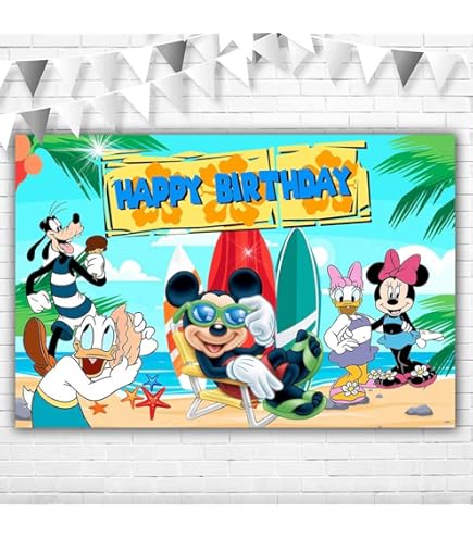 Mickey Mouse Safari Birthday Backdrop 7x5ft - Jungle Theme Party Decor