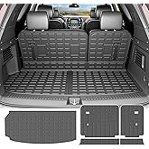 powoq 7&8 Seats Cargo Mat Compatible with 2024-2026 Chevy Traverse Trunk Mat GMC Acadia 25-26 Buick Enclave Trunk Liner TPE Cargo Backrest Liner Replacement for 24-26 Traverse Accessories