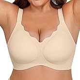 Xcutting Bras for Women Wireless Push Up Bra Full Coverage No Underwear Seamless Plus Size for Older Women Floral Print