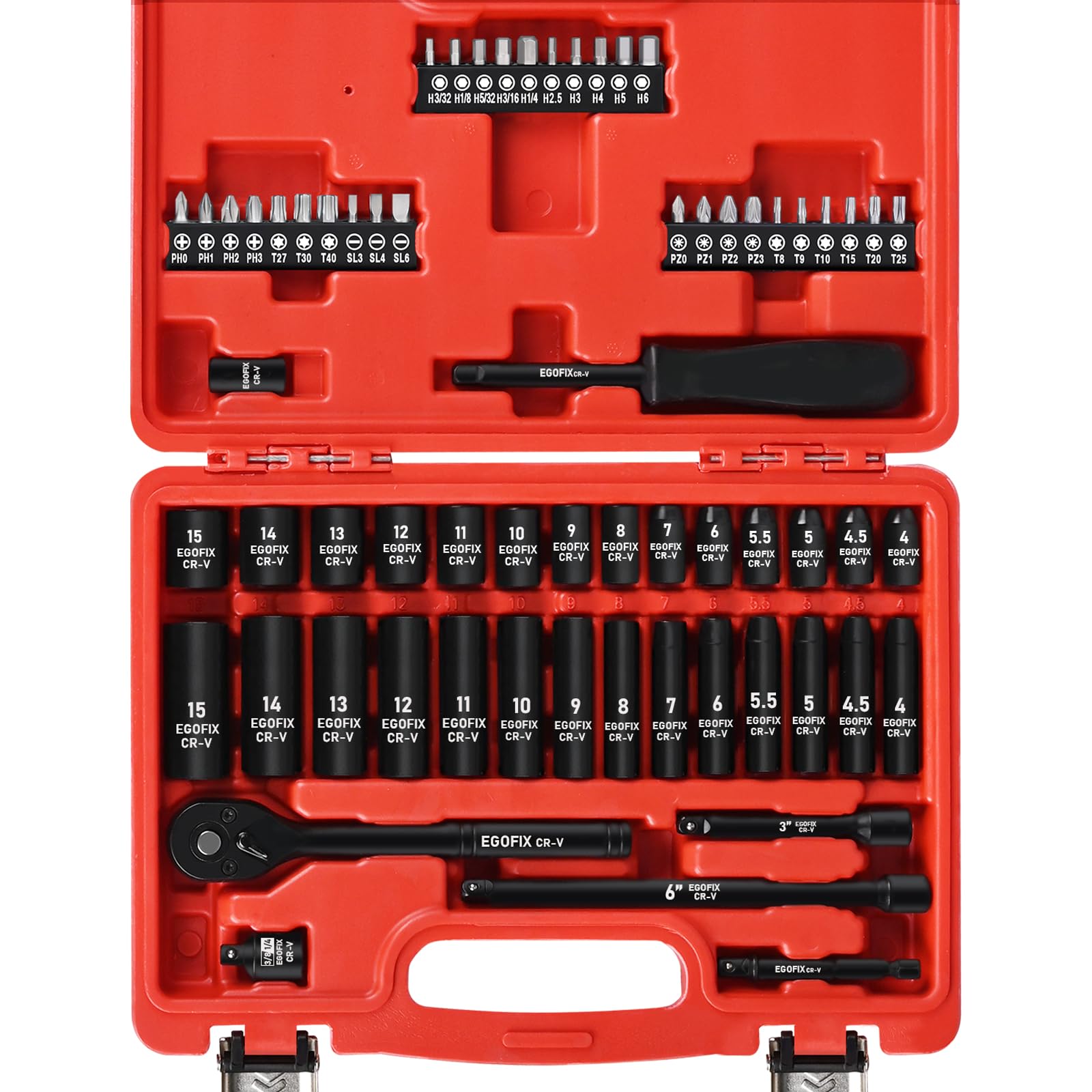Photo 1 of 1/4" Ratchet Wrench Socket Set 65 Piece, Metric Shallow Socket (4-15mm) and Deep (4-15mm), with 72-Teeth Ratchet, Screwdriver Bit Set, Small Tool Kit for Home Use and Automotive Repair