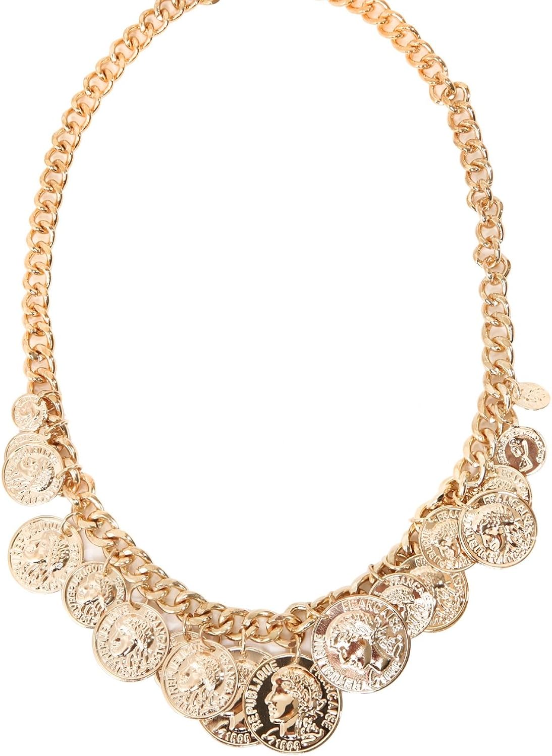 Gold Coin Chain Necklace Jewelry