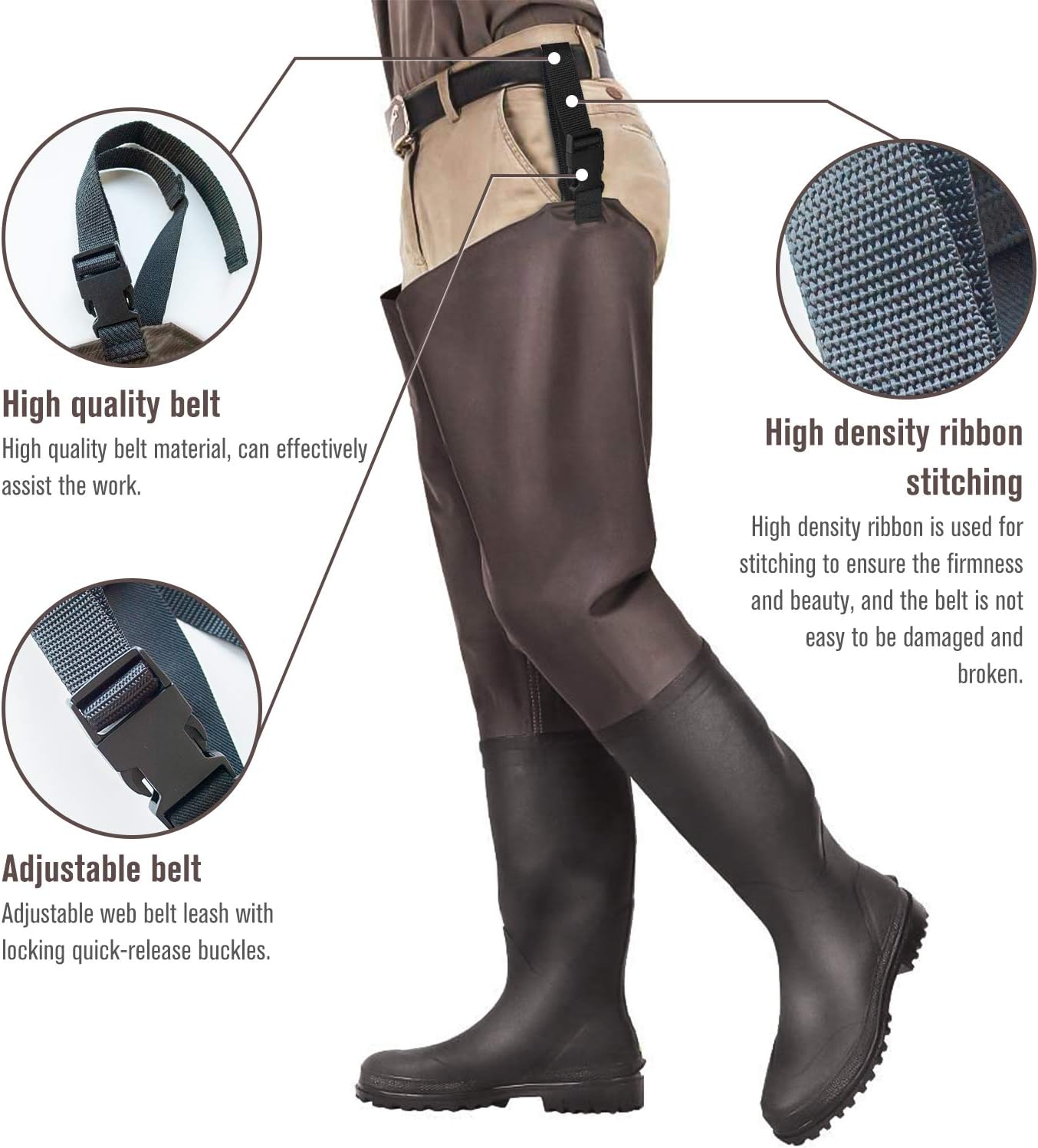 OXYVAN Hip Waders Lightweight Fishing Waders for Men Women with Boots 2-Ply PVC/Nylon Waders for Women Men with Boots (Green and Brown) : Sports & Outdoors
