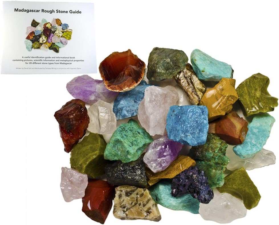 Indoor Fountains & Accessories - Fantasia Materials: 3 lbs Bulk Rough Madagascar Stone Mix with 30 Page Stone Info Book