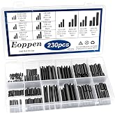 Eoppen 230Pcs SAE Roll Pin Assortment Set - Slotted Spring Pins Steel Split Expansion Pin 10 Sizes 1/16 5/64 3/32 1/8 5/32 3/16 7/32 1/4 5/16 3/8 Inch for Home Improvement Automotive Repair