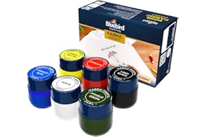 BLUEBIRD Fabric Paint Set, Independence Day Primary Colors, 6 x 25 ML, Red, White, Blue and More Permanent Fabric Paints for Clothes