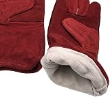 JZK Heavy Duty Leather Heat Resistant Welders Gauntlets 13in Palm 5.5in view 5