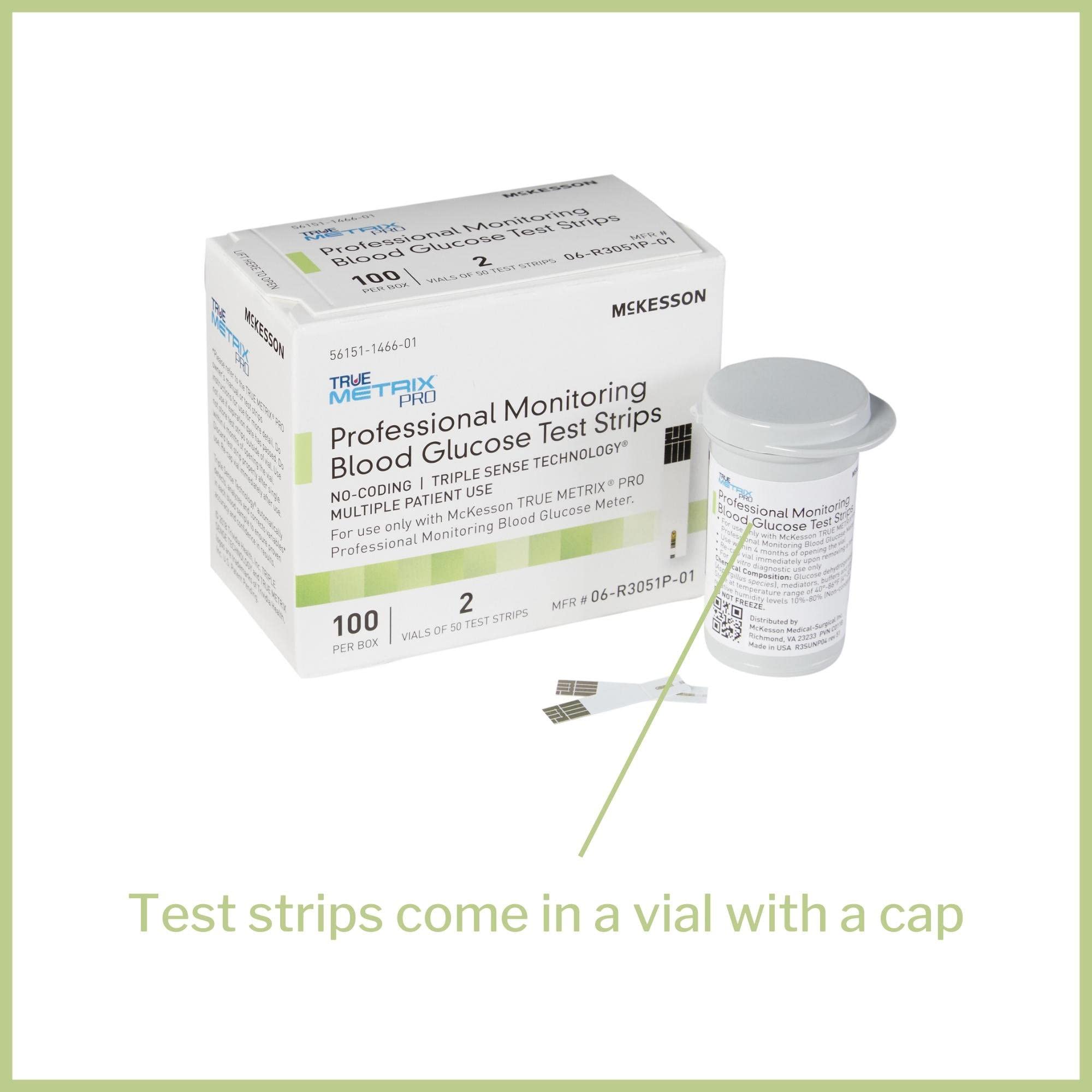 McKesson True METRIX Blood Glucose Test Strips for Diabetes Professional Monitoring System, Multiple Patient Use (100 Count (Pack of 1))