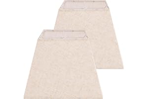LEYINPEI Lamp Shades Set of 2, 8''x8''Top, 13''x13''Bottom 10'' Height, Beige Square Lampshades Replacement Lamp Shades Natural Linen Hand Crafted for Table Lamps Floor Lamps Pendent Light, Assembly Required