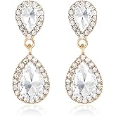 Vintage Rhinestone Teardrop Dangle Earrings Sparkle Crystal Bridal Earrings for Brides Bridesmaides Statement Drop Earrings for Women Wedding Formal Prom