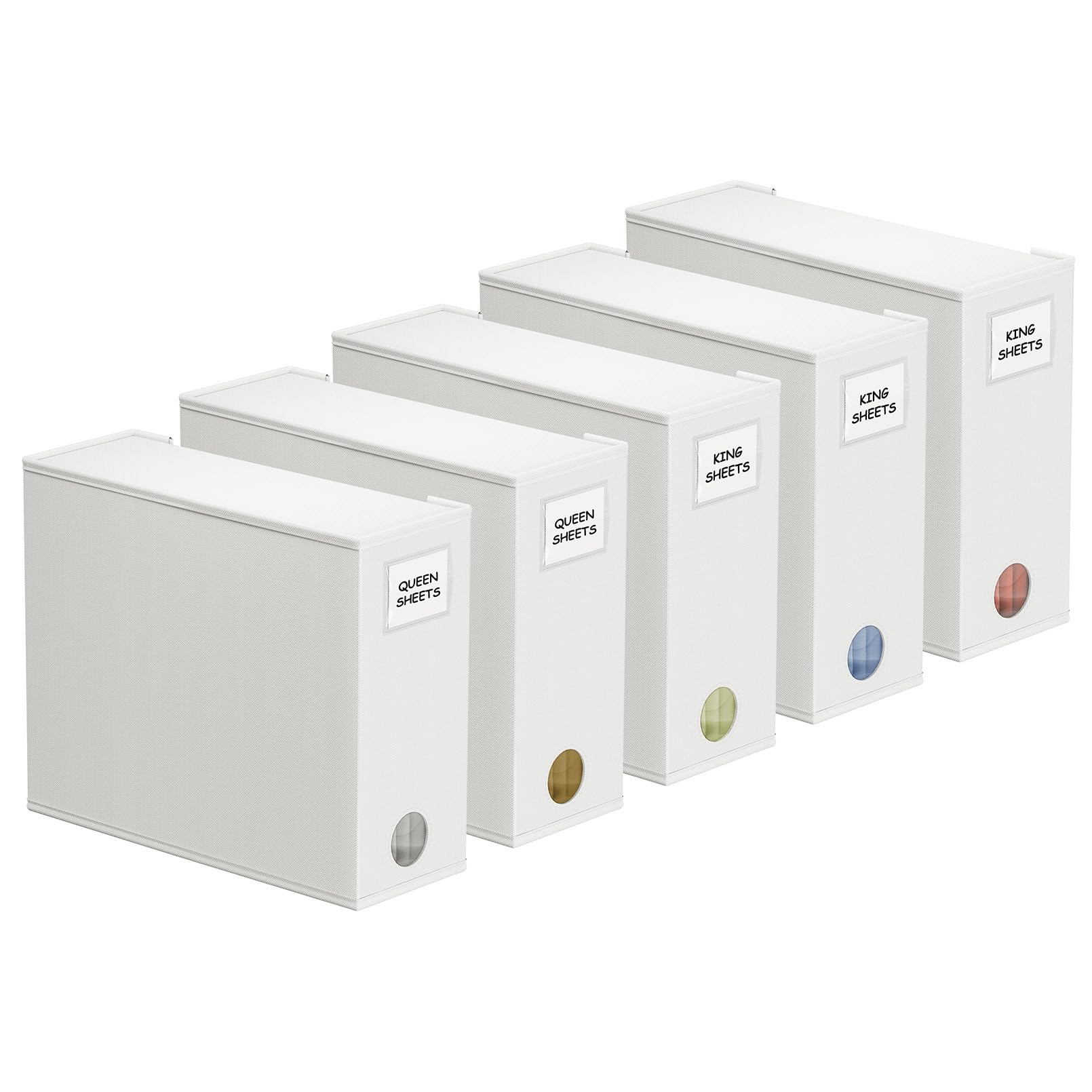 Photo 1 of SpaceAid 5 Pack Bed Sheet Organizers and Storage, Foldable Sheet Organizer for Linen Closet, Sheets Set Folder Keeper with Window XL (Queen & King Size) Organizing Bedding Container, White