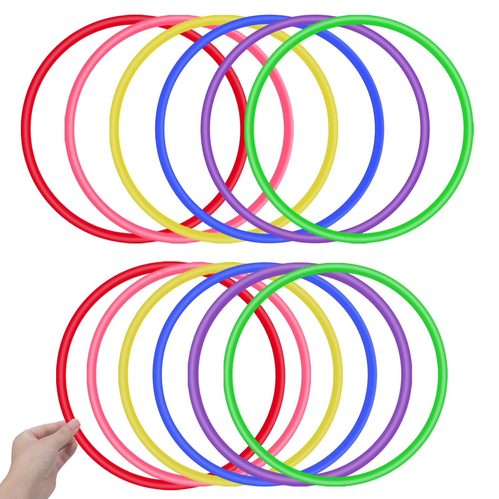 OOTSR Plastic Toss Rings Toys, 12Pcs Throwing Rings for Kids, 9.9in Ring Toss Game Carnival Rings Toss for Indoor Outdoor Sport Games, Family Party Supplies for Games