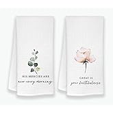 ZJSYXXU Christian Bible Verse Scripture Kitchen Towels Dishcloths Decorative Set of 2, Baptism Towel Biblical Gifts for Women, Christian Dish Tea Hand Towels for Kitchen Bathroom