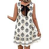 BLENCOT Womens Boho Dress Sleeveless Ruffle Mini Summer Vacation Casual Dresses