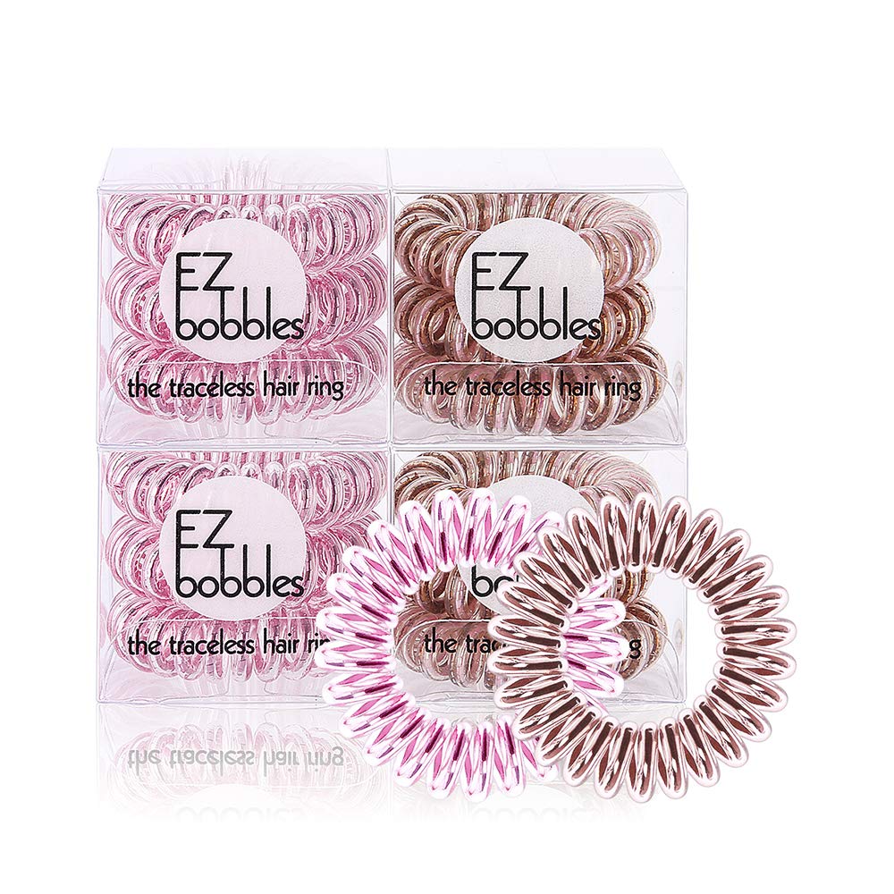 EZbobble 12PCS Spiral Hair Ties No Crease, Coil Hair Ties