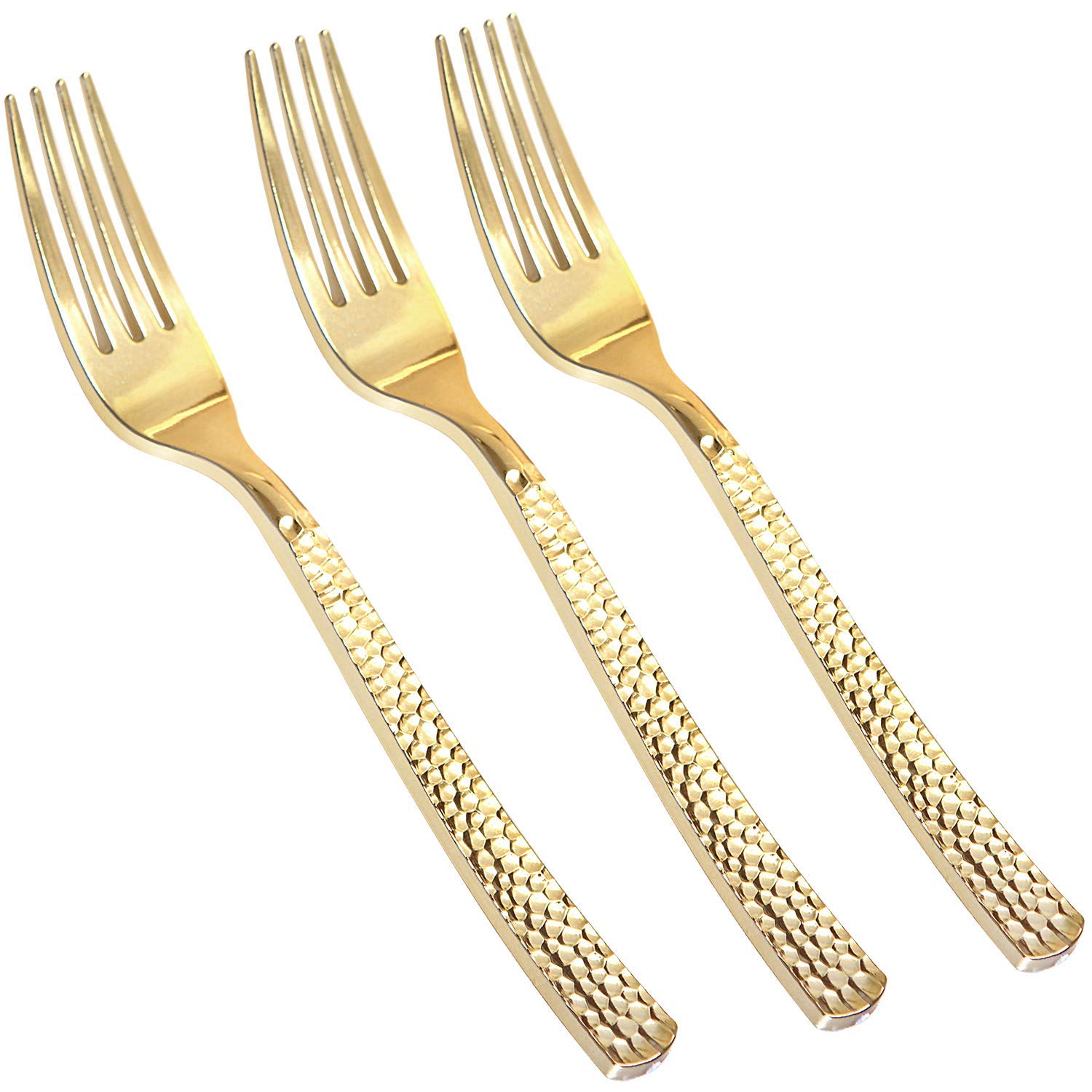 Photo 1 of Supernal 300pcs Gold Plastic Forks,Disposable Hammered Forks,Premium Heavyweight Silverware Polished,Perfect for Big Party,Christmas Party Silverware