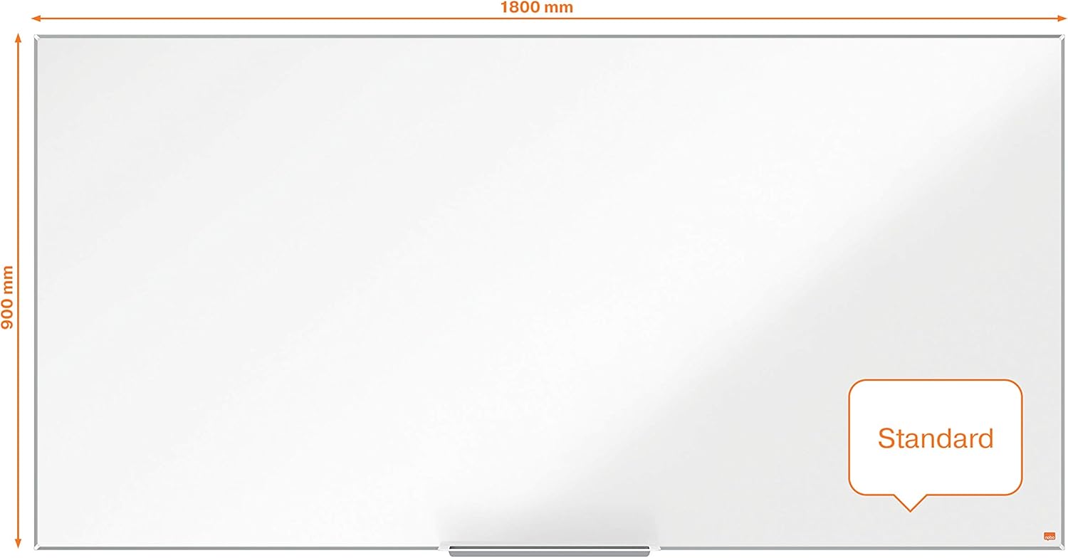 Nobo Magnetic Steel Whiteboard With Pen Tray, 1800 x 900mm, Slim Trim Frame, InvisaMount Mounting System, Impression Pro - Image 4