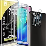 6 Pack HATOSHI 3 Pack Screen Protector + 3 Pack Camera Lens Protector for Motorola Moto G Power 2020 Tempered Glass - NOT for