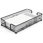 LEVIMETREE Black Guest Towel Holder Tray for Bathroom – Disposable Paper Hand Towel Holder, Rectangle Napkin Organizer for Powder Room, Modern Guest Napkin Holder for Bathroom Countertop Use