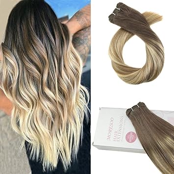 Moresoo 20 Pulgadas Hair Weave Extensiones Cabello Humano Balayage Color 10 Fading To 19 And 24 Pelo Natural 100 Sew In Weave Human Hair