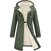 UMIPUBO Women's Softshell Long Rain Jacket Waterproof Fleece Lined Windbreaker Lightweight Insulated Warm up Coat with Hood