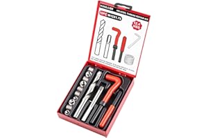 KUNGJUER Metric Thread Repair Insert Kit, M12x1.75mm helicoil Thread Repair kit with HSS Drill Bits, Rethreading Inserts Tool Set for Damaged Thread Repairing with Carry Case