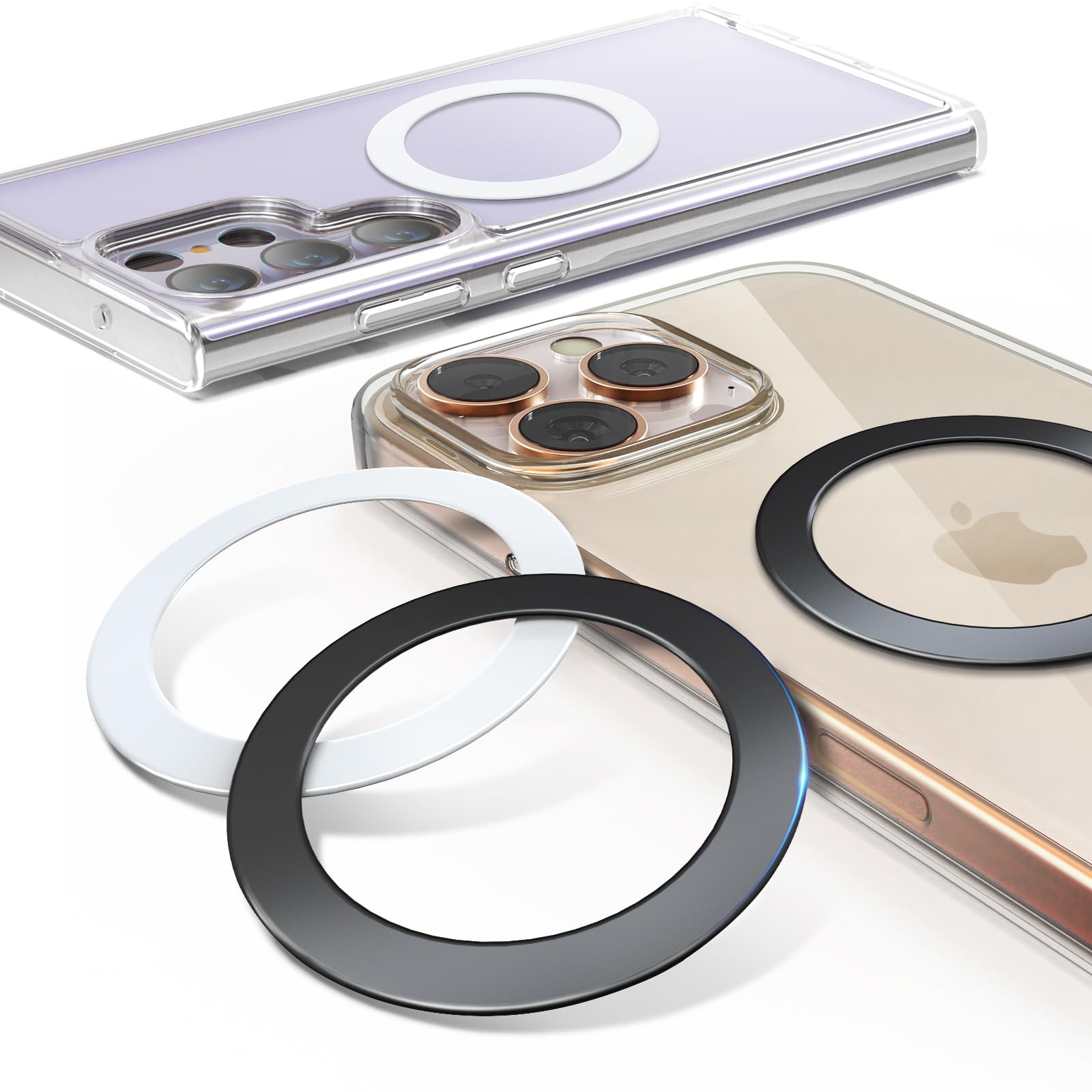 Photo 1 of 4Pcs Metal Ring for Magsafe Sticker: Ultra-Thin(0.3mm) Mag Safe Adapter for Magnetic Pop Socket Phone Grip Wallet Car Mount, Universal 3M Adhesive Mag-Safe Ring Kit(No Magnet) for iPhone Samsung Case