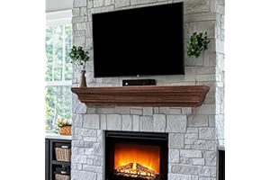 LXWZHK Rustic Fireplace Mantel Shelf, 48" Wooden Floating Shelf for Over Fireplace, Wall Mounted Fire Place Mantel, Farmhouse Hanging Floating Shelves, Brown