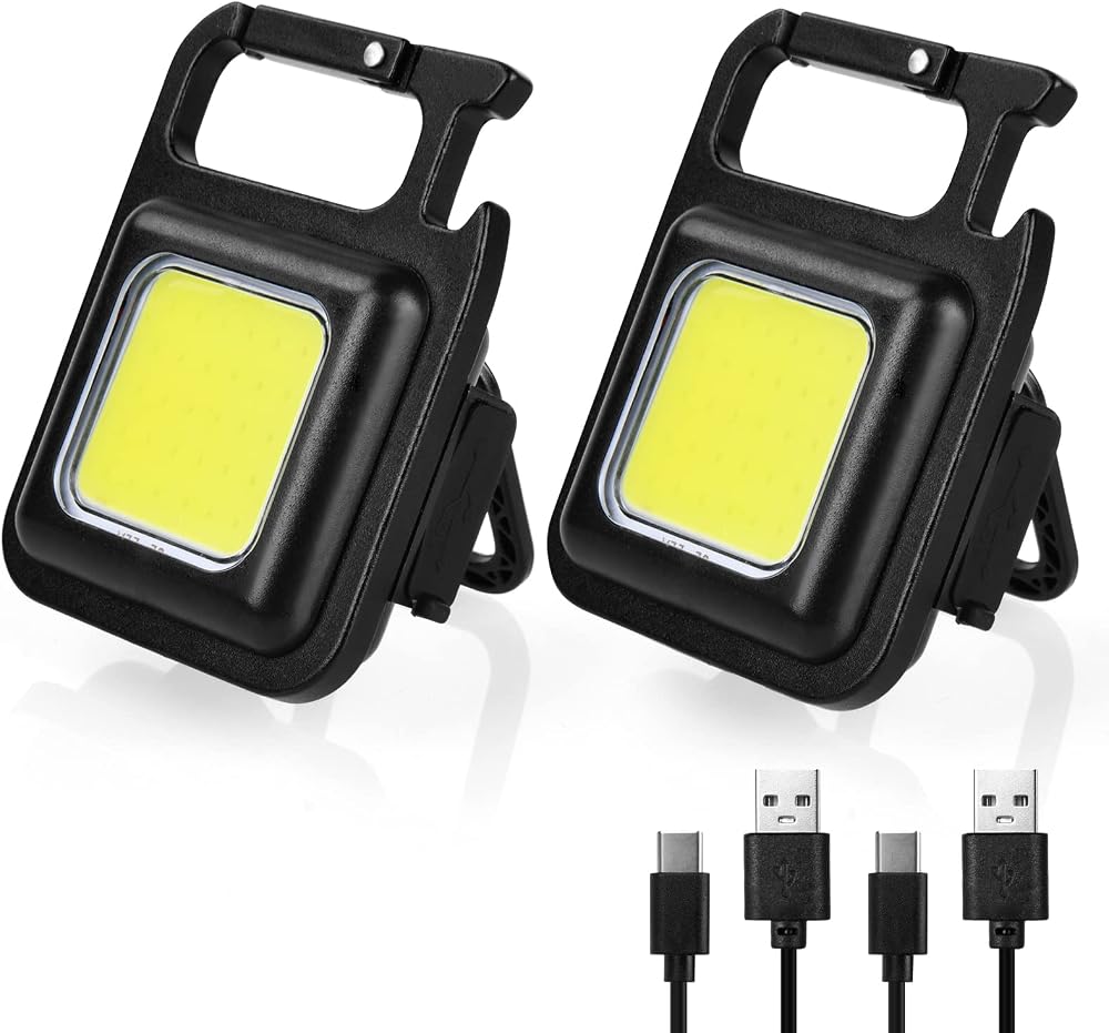 URAQT LED Keychain Flashlight 1000 Lumens COB Rechargeable USB Type-C