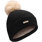 ZLYC Kids Winter Hats for Girls Boys Pom Pom Beanie Hat Cotton Lined Knitted Cap